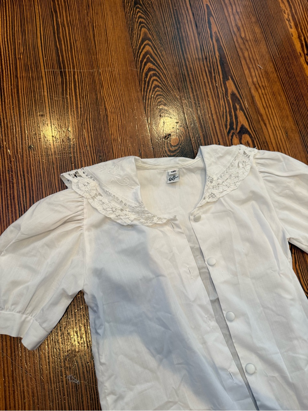 Vintage White Eyelet Collar Kids Blouse